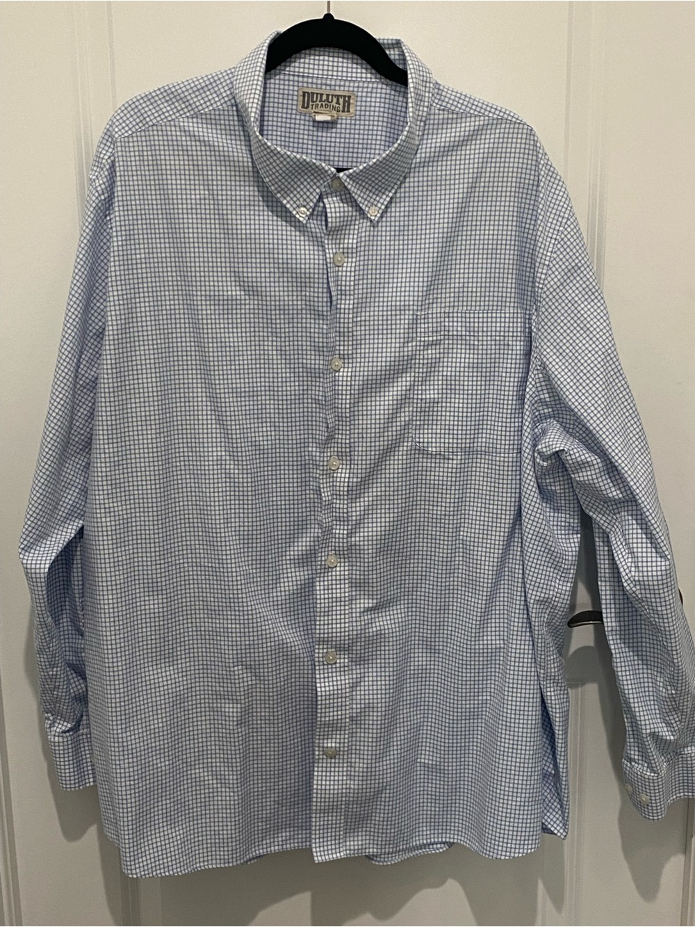 4XL Duluth Trading Co Light Blue & White Gingham Men’s Button-Down Shirt
